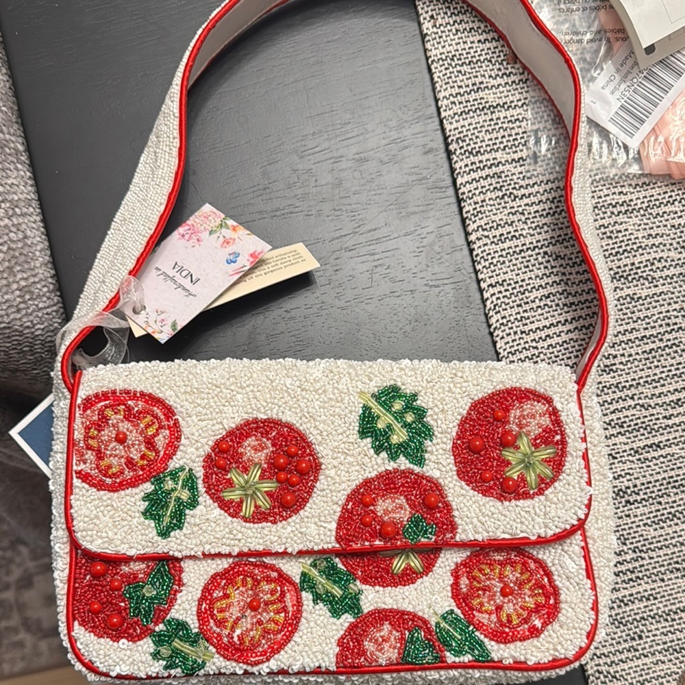 Tomato Beaded Shoulder Bag